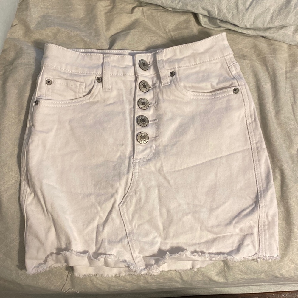 White Button Up Mini Skirt